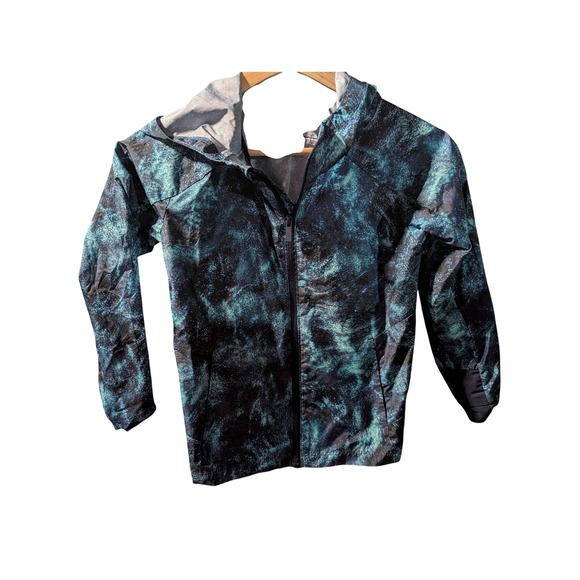 all in motion Other - All In Motion Kids Teal Black Abstract Galactic Print Hooded Windbreaker S 6/7